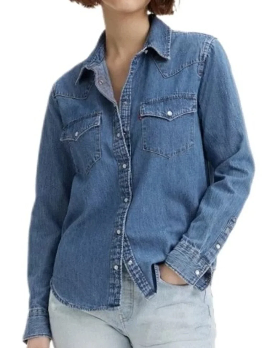 Levi's Shirt Ultimate Denim Button Up Longsleeve 100% Cotton Blue Plus Size 2X - Picture 10 of 16